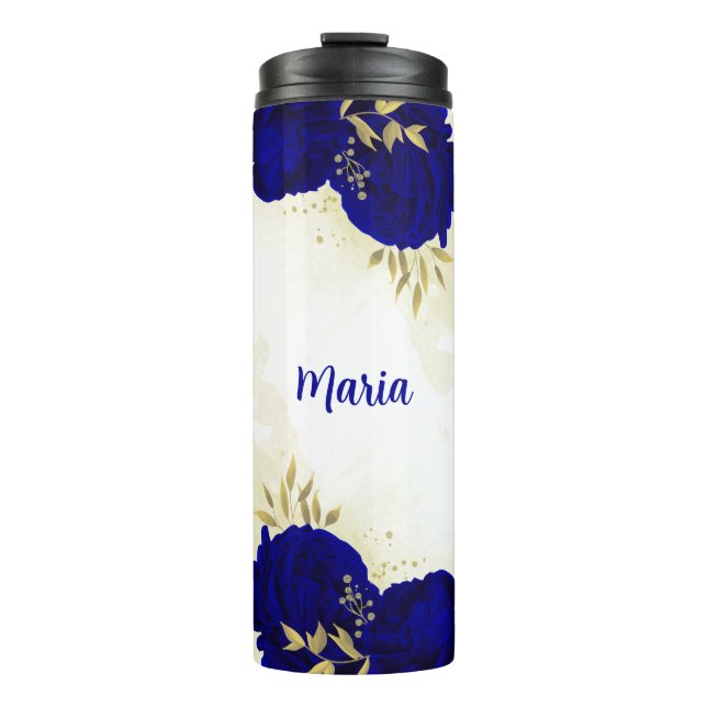 Termo oro floral azul real (Anverso)