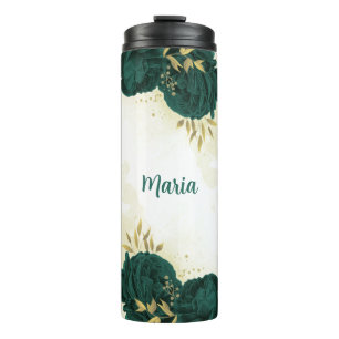 Termo oro floral esmeralda