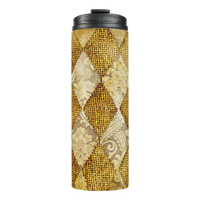 Termo Oro Geométrico: Sofisticación del patrón Retro. (Anverso)