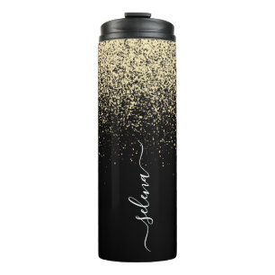 Termo Oro Negro Brillo Monograma Femenino