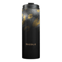 Oro Negro Estampado Glamuroso de Guepardo Leopardo