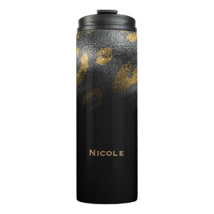 Termo Oro Negro Estampado Glamuroso de Guepardo Leopardo