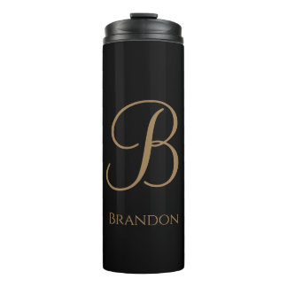 Termo Oro Negro Nombre Personalizado y Monograma