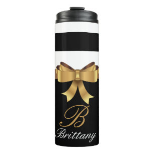 Termo Oro personalizado, Black Bold Strips Golden BOW