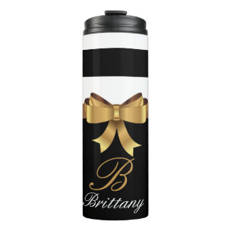 Termo Oro personalizado, Black Bold Strips Golden BOW