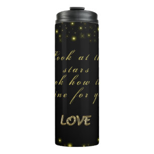 Termo Oro personalizado y estrellas brillantes en negro