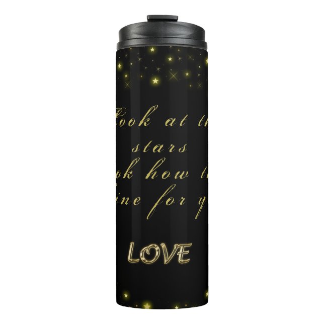 Termo Oro personalizado y estrellas brillantes en negro (Anverso)