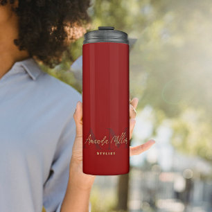 Termo Oro rojo oscuro Personalizado moderno Monograma mí