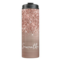 Oro Rosa Brillante Glam Nombre Personalizado