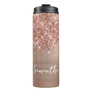 Termo Oro Rosa Brillante Glam Nombre Personalizado