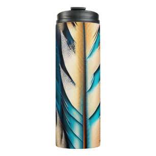 Termo Oro y arte de plumas Verde azuladas