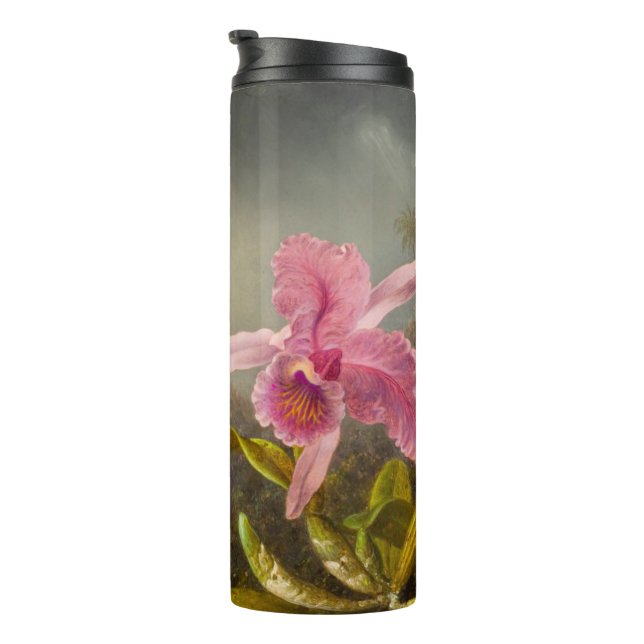 Termo Orquídea con dos Hummingbirds Heade (Rotado hacia la derecha)