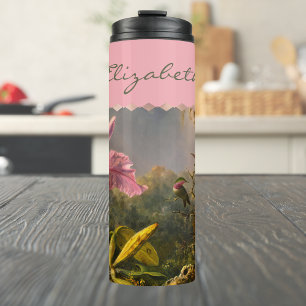 Termo Orquídea de Cattelya brasileña Artsy y 3 Hummingbi