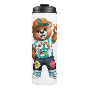 Termo Osito de peluche con atuendo informal y pacífico 1