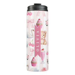 Termo Oso de peluche rosa coqueto personalizado retro ad