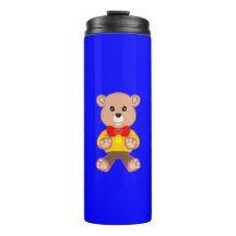 Oso de peluche sobre Tumbler Termal Azul
