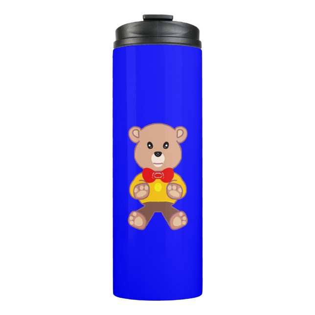 Termo Oso de peluche sobre Tumbler Termal Azul (Anverso)