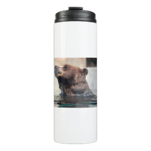 Termo Oso Grizzly lindo jugando en el agua