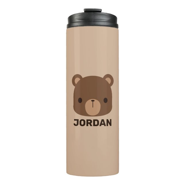 Termo Oso marrón lindo con nombre personalizado (Anverso)