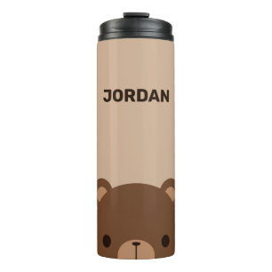 Termo Oso Marrón Pequeño y Lindo con Nombre Personalizad