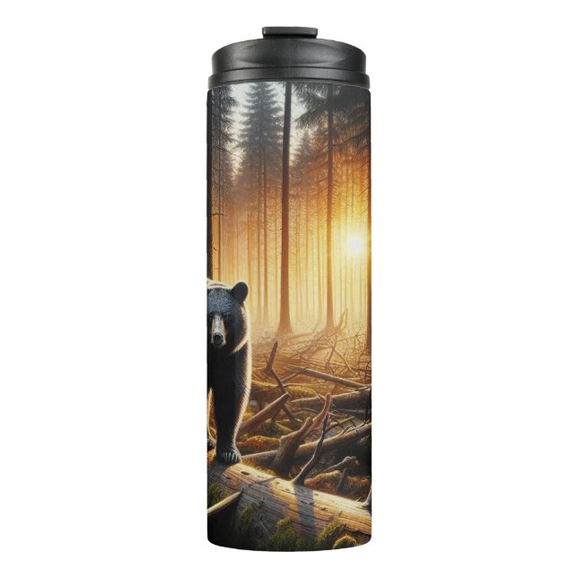 Termo Oso negro en escena forestal (Anverso)