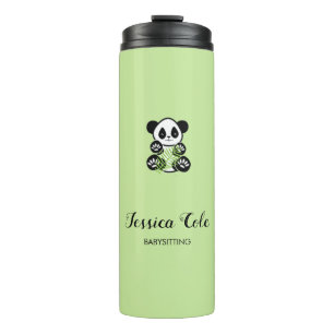 Termo Oso panda blanco verde pálido