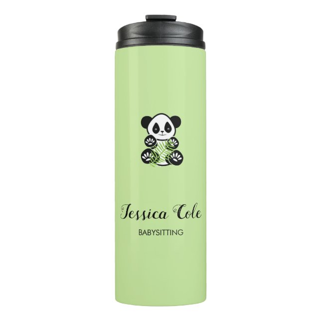 Termo Oso panda blanco verde pálido (Anverso)