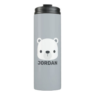 Termo Oso polar pequeño y corto con nombre personalizado