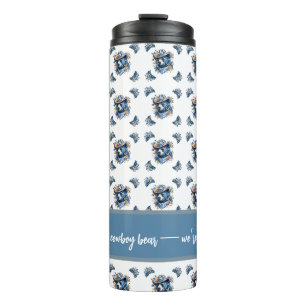 Termo Oso Vaquero Occidental - Oso Azul con Bandana Flor
