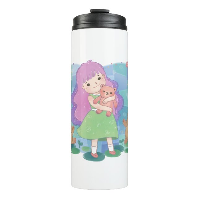 Termo Osos de peluche y Ilustracion Chica (Anverso)