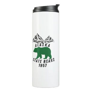 Termo Osos del Estado de Alaska Diseño Retro Negro 1957