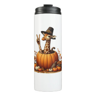 Termo Otoño Calabaza Cae Giraffe Agradecimiento a las mu