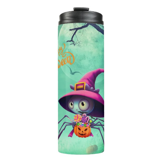 Termo Otoño/otoño/araña/bruja/halloween (Anverso)