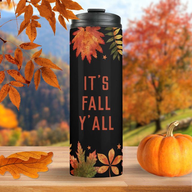 Termo Otoño otoño sale de Halloween ("It's Fall Y'all" Autumn Fall Leaves Halloween Thermal Tumbler)