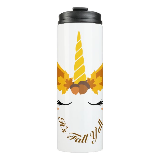 Termo Otoño, Unicornio inoxidable tumbler (Anverso)
