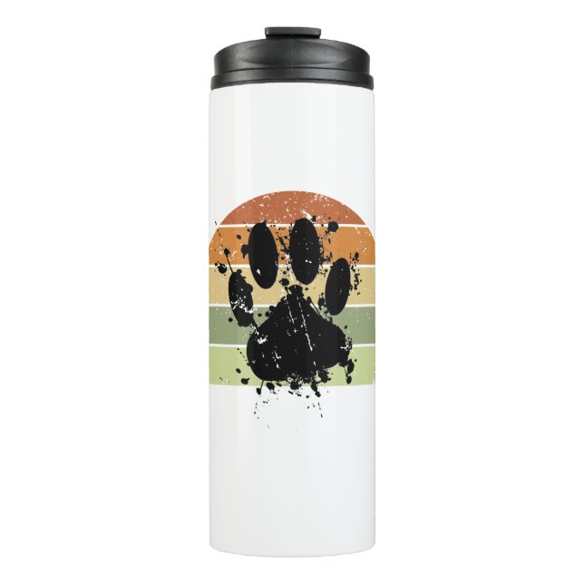 Termo Paint Spatter Dog Paw Print Retro Sunset (Anverso)