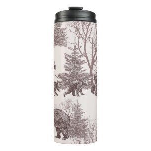 Termo Paisaje con osos, costillas, árboles de invierno y