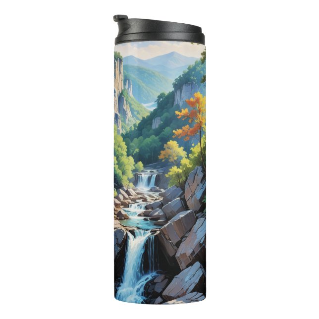 Termo Paisaje de la cascada de Serene Mountain (Rotado hacia la derecha)