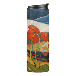 Termo Paisaje Surrealista Modernista con Amapolas Rojas