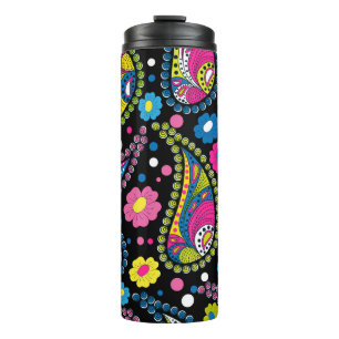 Termo Paisley de estilo tribal, patrón étnico sin fisura