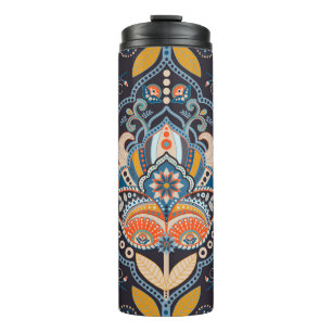 Termo Paisley Floral: Patrón indio oscuro