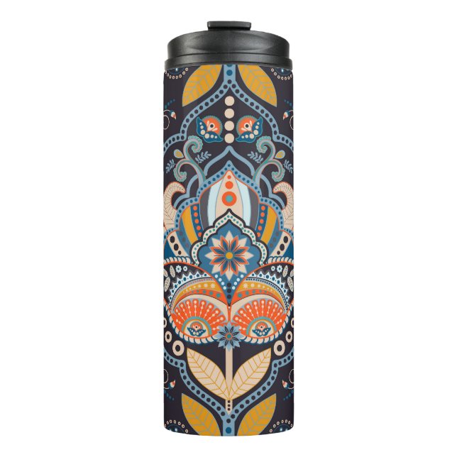 Termo Paisley Floral: Patrón indio oscuro (Anverso)