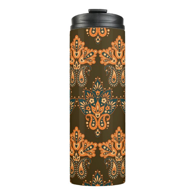 Termo Paisley textil asiática: Ilustracion de cosecha fl (Anverso)