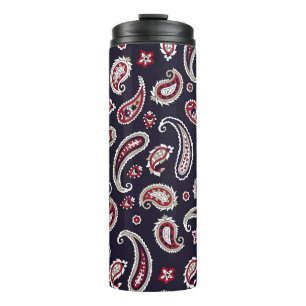 Termo Paisley tradicional india, patrón marino.