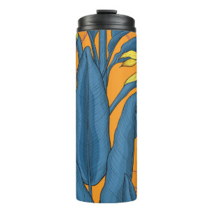 Termo Pájaro de flores del paraíso en el naranja