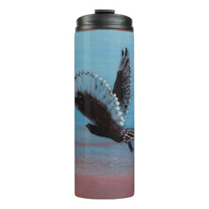 Termo Pájaro de vuelo del búho de la salida del sol