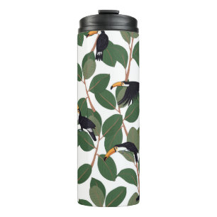 Termo Pájaro loro tóxico con hojas de palma ficticia sin