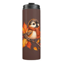 Pájaro Otoñal Adorable con Bufanda Acogedora – Hoj
