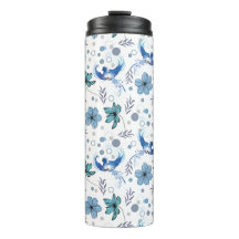 Pájaros Azules y Patrón Continuo de Armonía Floral