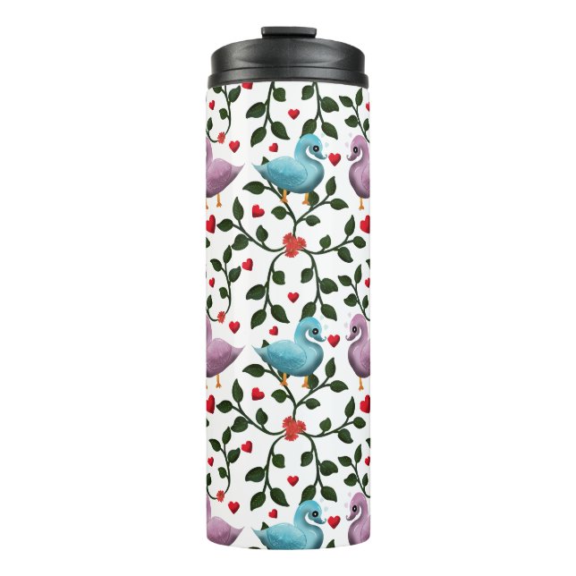 Termo Pájaros de Amor Adorables Patrón Continuo Romántic (Anverso)